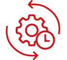 Icon rot freigestellt flexible Arbeitszeiten
